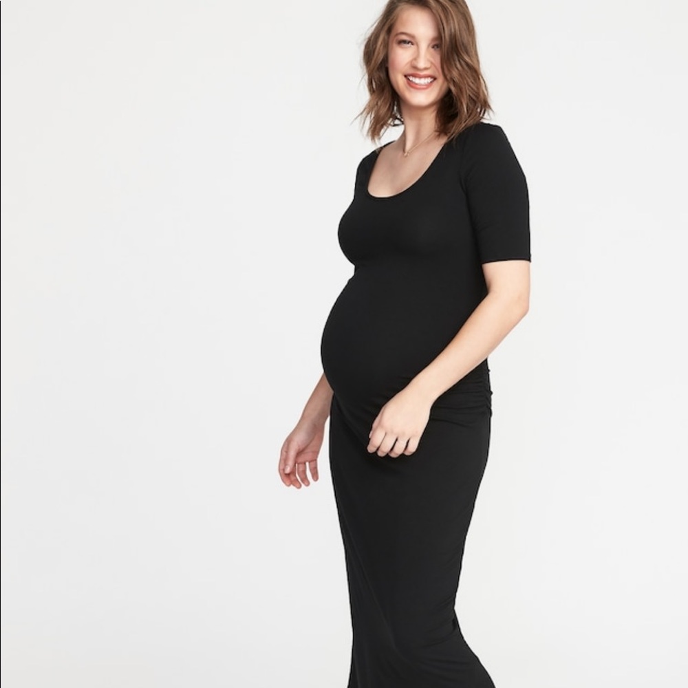 Maternity Jersey Elbow-Sleeve Maxi